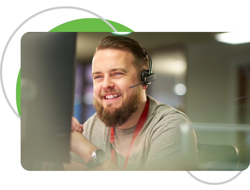 male phone operator with headset