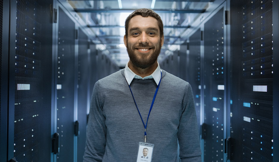 it worker standing smiling